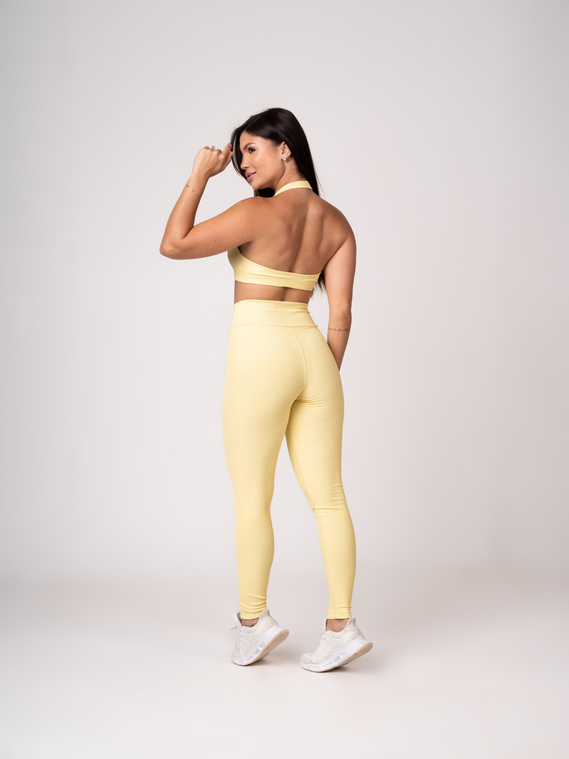 Conjunto Legging e Top Frente Única Amarelo Manteiga Flow