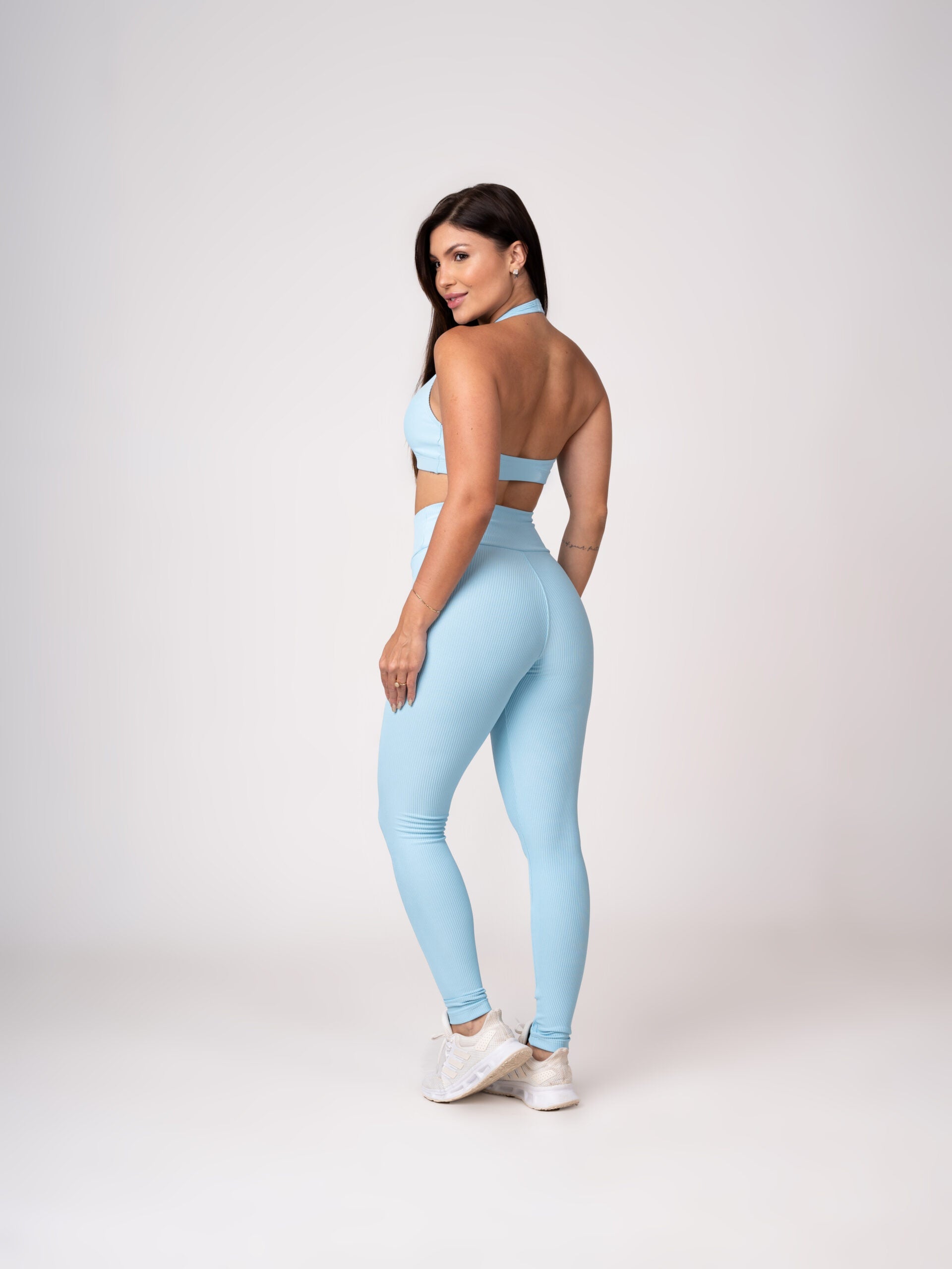 Conjunto Legging e Top Frente Única Azul Caribe Flow