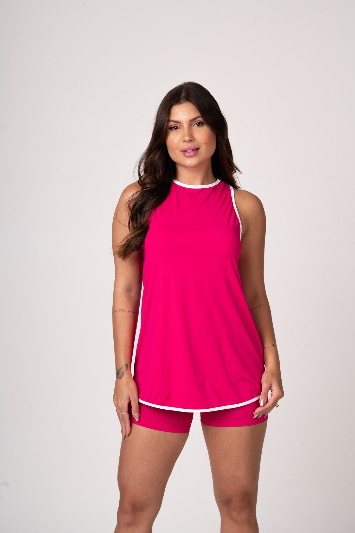 Conjunto Dupla Beach Tennis Silk Hot Pink