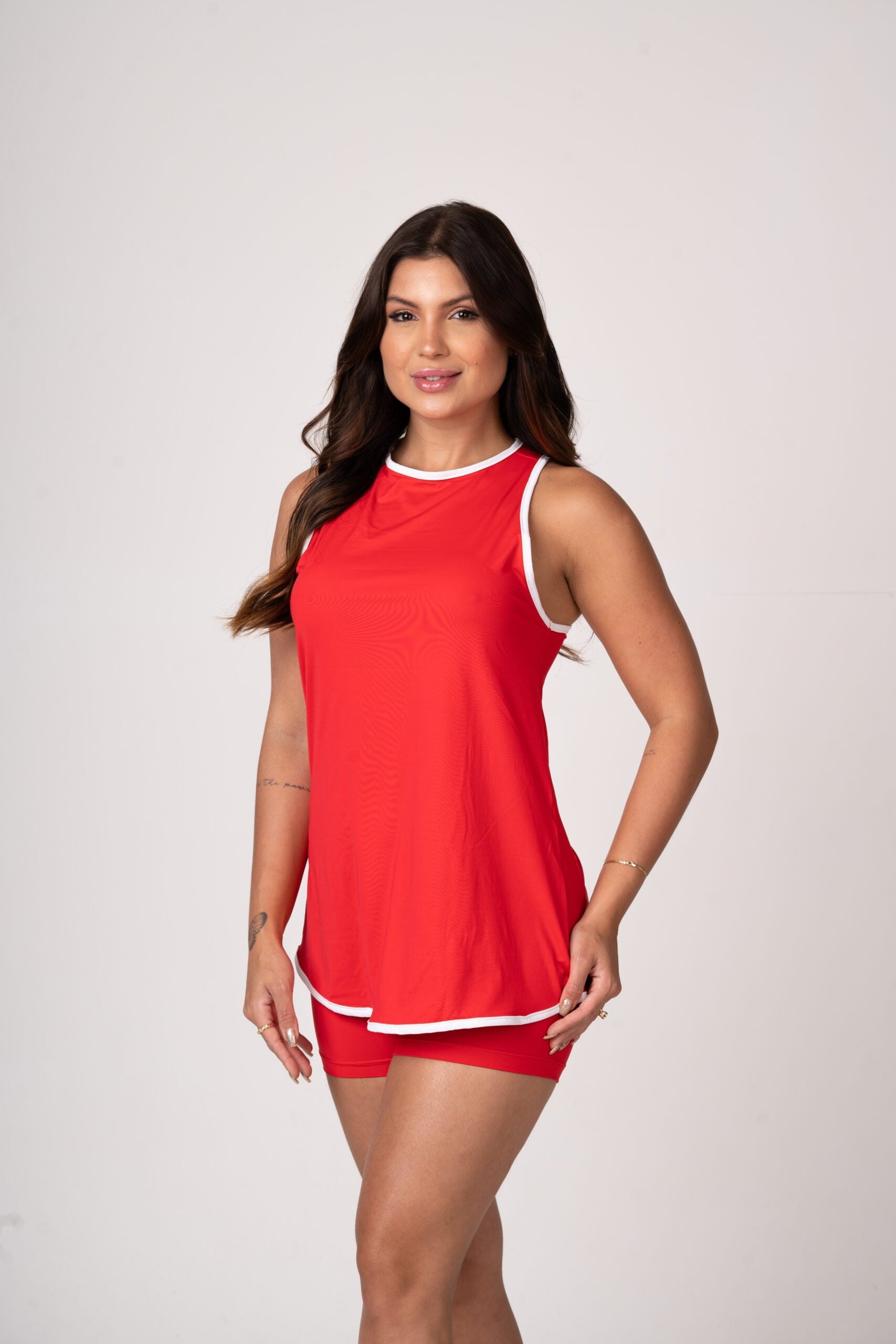Conjunto Dupla Beach Tennis Silk Vermelho